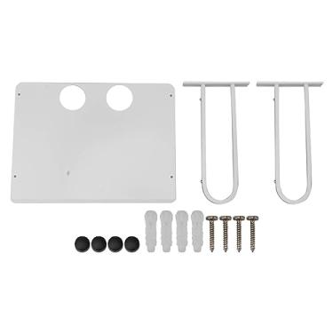 Imagem de Prateleira de projetor montada na parede MUNEFE, prateleira de projetor flutuante de alumínio espacial, prateleira de caixa de cabo arredondada e plana para caixa de cabo de DVD (White)