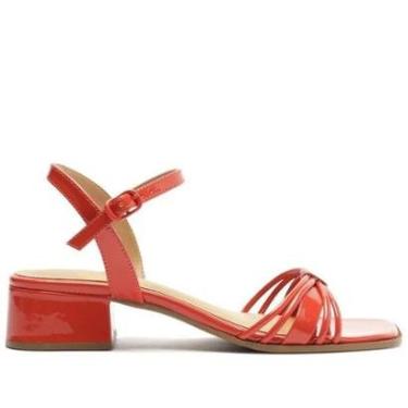 Imagem de Sandália Anacapri Tiras Verniz Salto Bloco Vermelho-Feminino