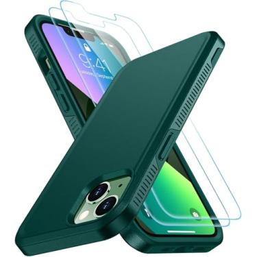 Imagem de SPIDERCASE Capa projetada para iPhone 13, [proteção contra quedas de grau militar de 3,5 m] [com 2 peças protetoras de tela de vidro temperado] Capa fina para iPhone 13 de 6,1 polegadas (verde
