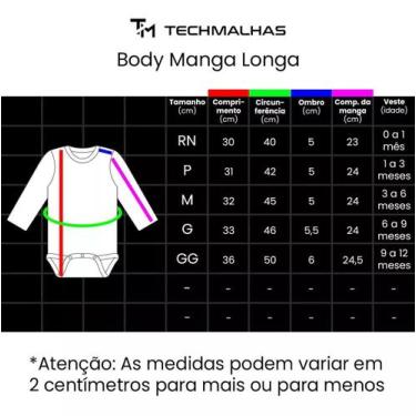 Imagem de Body Infantil Manga Longa Bebê Algodão Unissex - TechMalhas, Off white