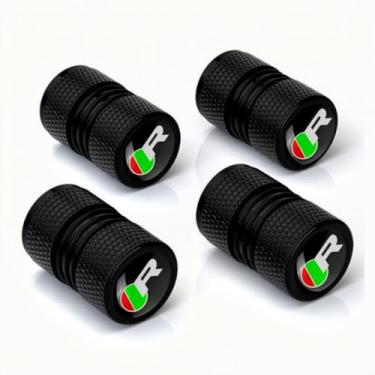 Imagem de Tampas de haste de válvula de pneu de roda de carro logotipo R tampas de ar de pneu de liga de alumínio compatível com acessórios XE XEL XF XFL XJ F-PACE F-Type