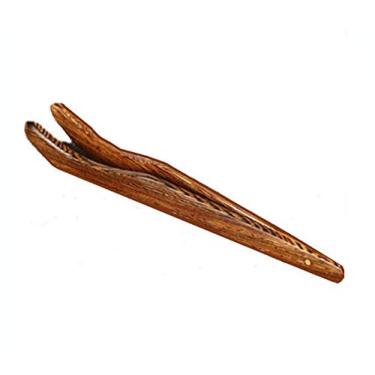 Imagem de WOIWO Clipe de chá de madeira de asa de frango, clipe de chávena de chá de madeira Kung Fu feito à mão, conjunto de chá de madeira maciça, acessórios de cerimônia de chá de mogno 1 peça