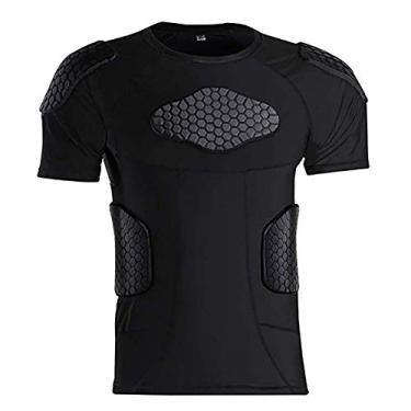 Imagem de Jellybro – Conjunto masculino acolchoado de equipamento de futebol para treino, basquete, paintball, canelado, Preto, Medium