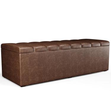 Imagem de Calçadeira Recamier Baú Para Cama De Casal King Dália 195x50 cm W01 Couríssimo Marrom - Lyam