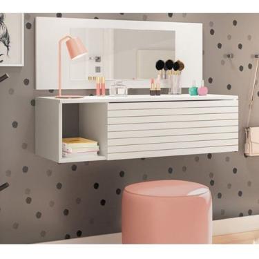 Imagem de Penteadeira Joy Branca com Espelho e Gaveta Organizadora - Peternella