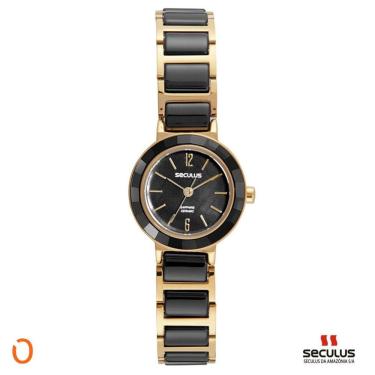 Imagem de Relógio Seculus Feminino Analógico Cerâmica Dourado