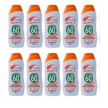 Imagem de Kit 10 Protetor Bloqueador Solar Fps 60 1/3 Uva 120ml Com Repelente - Nutriex