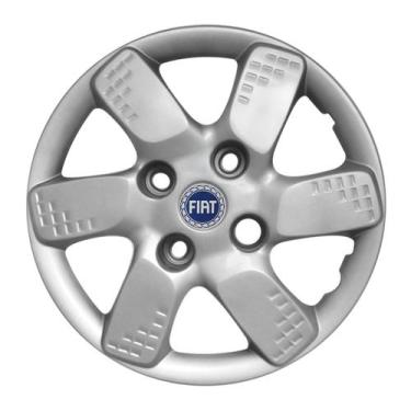 Imagem de Calota aro 13 prata 095cb cubo baixo + emblema fiat azul - Garagem Onl