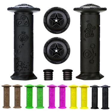 Imagem de Pegas de bicicleta infantil 2 peças - Punhos de guidão TPE ecológicos para bicicletas/triciclos/bicicletas de equilíbrio, design de desenho animado antiderrapante, alças curtas de 10,4 cm (idades 2-9