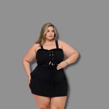 Imagem de Conjunto Plus Size Short Saia Cargo + Cropped Ilhós 0606
