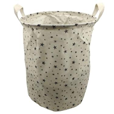 Imagem de Cesto Organizador Multiuso Tecido Brinquedos Roupa Suja Pano - Branco/Estrela