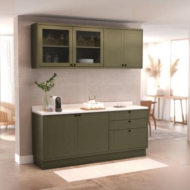 Imagem de Cozinha Compacta 4 Peças 6 Portas 3 Gavetas com Tampo Sevilha Verde Hill