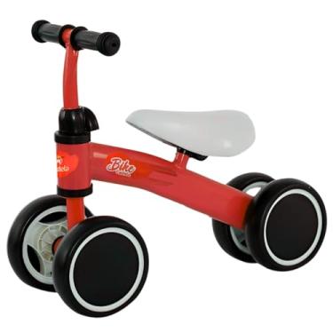Imagem de Bicicleta Infantil 4 Rodas Mini Bike Vermelha Castela, Sem Pedal, para Bebês a Partir de 12 Meses, Equilíbrio, Coordenação Motora e Autonomia, Suporta até 20kg, Rodas Duplas