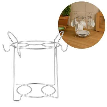 Imagem de Suporte Organizador de Xícaras e Pires para Café ou Chá Aço Cromado - Araminas