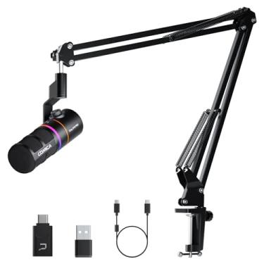 Imagem de COMICA Microfone USB para jogos sem fio EJoy D10 PRO (A) com braço boom (preto)