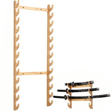 Imagem de Suporte de espada prateleira de exibição de espadas, suporte de parede para exibição de espadas de samurai | Prateleira de exibição de espadas katana de várias camadas, cabide vertical para espadas pa