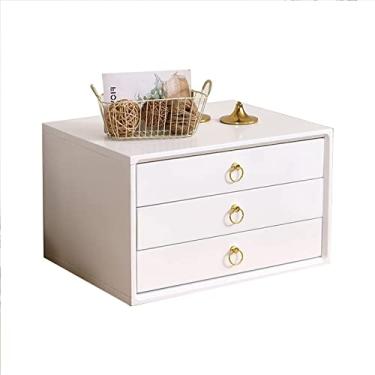 Imagem de Arquivo de mesa - caixa de armazenamento de mesa com gavetas, arquivador de mesa de madeira, caixa de armazenamento organizadora de secretária de várias camadas com gavetas, para