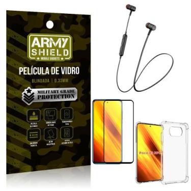 Imagem de Fone Bluetooth Hs-615 Poco X3+Capinha Anti Shock+Película 3D - Armyshi