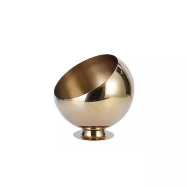 Imagem de Cinzeiro Cinzeiro de aço inoxidável cinzeiro interior cinzeiro decoração desktop ao ar livre cinzeiro frutas caixa armazenamento couro Cinzeiro de Mesa(Gold,Grande)