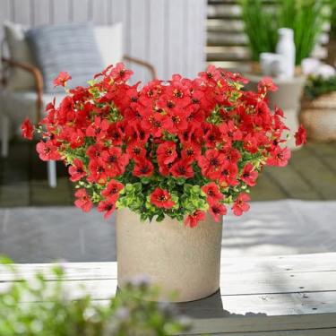 Imagem de Beksodi 12 pacotes de flores artificiais artificiais (vermelho)
