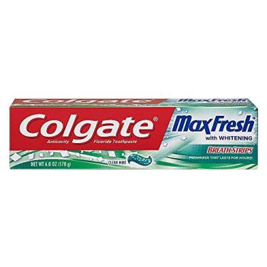 Imagem de Colgate Pasta de dente clareadora Max Fresh com mini tiras de respiração, menta limpa, 170 g (pacote com 4)