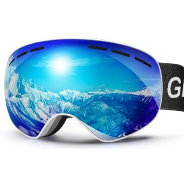 Imagem de GlaRid Óculos de esqui OTG PRO, sem moldura, 100% de proteção UV, óculos de esqui antiembaçante, masculino, óculos de snowboard masculino/feminino/adulto/jovem (Whiteframe Revo Bluelens Vlt19-42%)