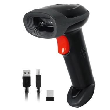 Imagem de Rabitpos Scanner de código QR 1D 2D sem fio, scanner portátil de código de barras versátil 2 em 1 2,4 GHz sem fio e leitor com fio USB para biblioteca pessoal, inventário de armazém, lojas de roupas e