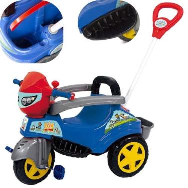 Imagem de Triciclo de Passeio Baby City M Patrol Com Pedal Buzina Guia Maral, Az