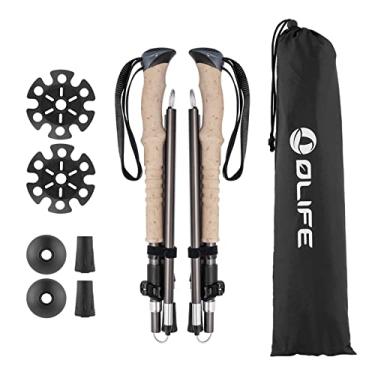 Imagem de OLIFE Bastão de caminhada Mixtend F3T2, bengala de caminhada dobrável e leve para homens e mulheres, bastões de caminhada ajustáveis com alumínio 7075 e alças de espuma EVA, adequado para atividades