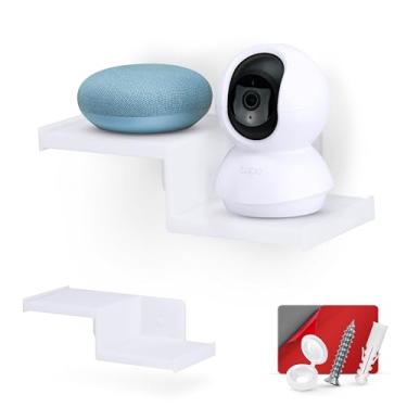 Imagem de Prateleira pequena sem perfuração para câmeras de segurança, monitores de bebê, alto-falantes, roteadores, plantas e muito mais, adesivo forte, fácil de instalar, sem bagunça