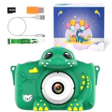 Imagem de Câmera infantil para meninas, meninos, crianças de 3 a 8 anos, selfie digital com cartão de 64 GB para filho, filha, neto, neta, presente de aniversário de Natal