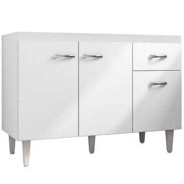 Imagem de Balcão Gabinete Para Pia Sem Tampo 120cm 3 Portas E 1 Gaveta Gabriela Branco-preto - Ajl Móveis