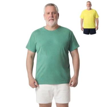 Imagem de Kit 2 Camisas Masculina Manga Curta Plus Size Malha Fria - Genérica, J