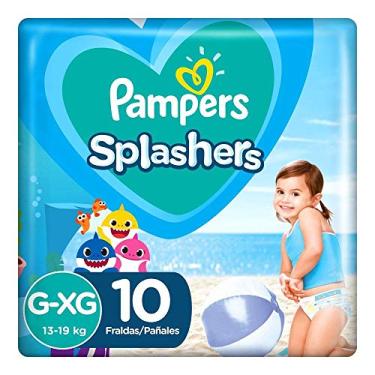 Imagem de Fraldas Descartáveis Para Água Pampers Splashers Baby Shark G-XG 10 fraldas