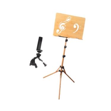 Imagem de Dynwave Suporte de madeira para partituras, altura ajustável, estável, resistente, portátil e dobrável para piano, púlpito, palco e viagem, com Clipe de Telefone