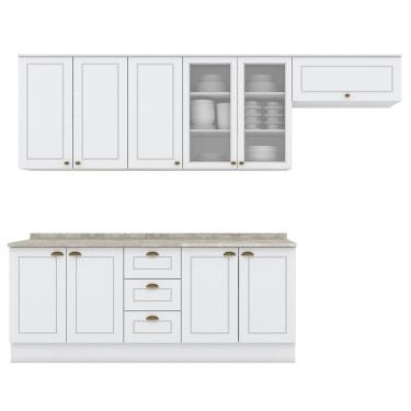 Imagem de Cozinha Modulada 7 Pecas 280 cm CE791 Americana Branco Calcare Henn