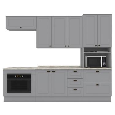 Imagem de Cozinha Modulada 7 Pecas 272 cm CE790 Americana Cinza Calcare Henn