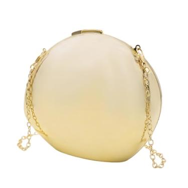 Imagem de Bolsa tiracolo feminina de acrílico moderna Hobo clutch bolsa de mão metálica brilhante para festa noturna de casamento com corrente, Dourado, One Size