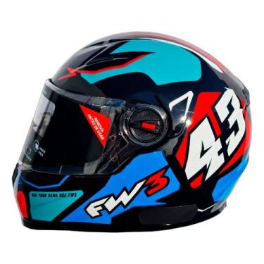 Imagem de Capacete Moto Integral Fechado GTX 43 Com Óculos Interno Cor Azul com 