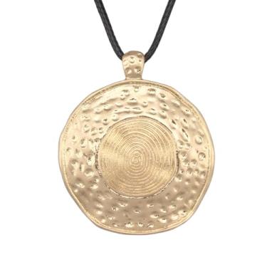 Imagem de JAOYU Colares boêmios para mulheres, colar de couro, pingente de madeira, gargantilha longa, marrom, círculo, boho, joia hippie, Couro sintético, Sem Pedra Preciosa