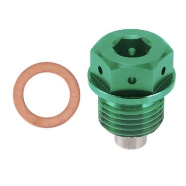 Imagem de REPAIROCK M16 x 1,5 4 mm Bujão magnético de drenagem de óleo de liga de titânio parafuso de porca de drenagem com 1 arruela de cobre verde 1 peça