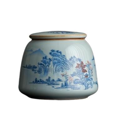 Imagem de Lata de chá Caixa de chá de cerâmica, recipiente para armazenamento de chá doméstico, latas, jarras com tampa hermética para café, nozes, ervas, especiarias e açúcar Caixa de chá(Brown)