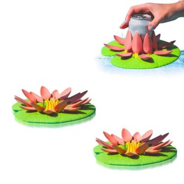 Imagem de Suporte flutuante para bebidas 3D - Formato realista de lírio-d'água, pétalas autoajustáveis que mantêm as bebidas na vertical, ideal para banheiras de hidromassagem/piscinas (1/2/3 peças)