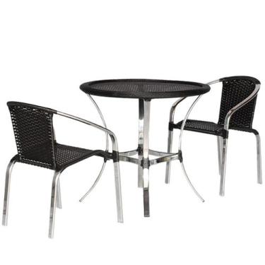 Imagem de Kit 2 cadeiras araucaria + mesa fortaleza c/ tampo tramado e borda pre