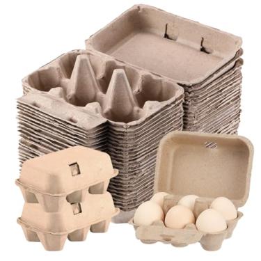 Imagem de Loving Basso Pacote Com 20 Caixas De Papel Para Ovos Galinha, Meia Dúzia Bandejas Armazenamento A Granel, 6 Recipientes Pato Na Geladeira Do Family Farm Market