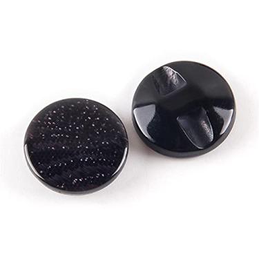 Imagem de vingol 10 Botões Redondos De Resina Listrados Para Acessórios Costura Sobretudo (Preto, 21 Mm)