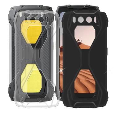 Imagem de AQGGIIXY Capa para Blackview BV7300 (17 cm), capa protetora de silicone macio preto, 1 peça + 1 peça capa protetora de telefone de borracha flexível transparente capa de TPU para Blackview BV7300