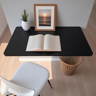 Imagem de Mesa Retrátil Preta de MDF 66x35cm Versátil para Escritório ou Sala - 
