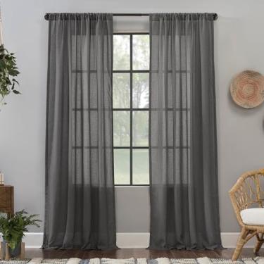 Imagem de Clean Window Painel de cortina transparente antipoeira com textura amassada para alergia/animais de estimação, 132 cm x 160 cm, cinza