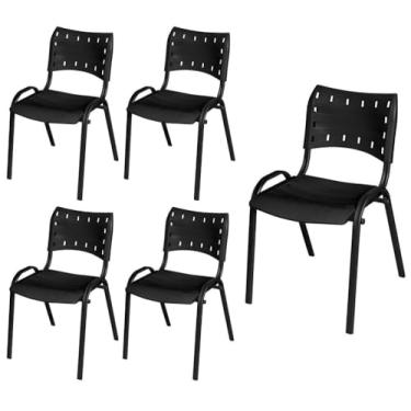 Imagem de Kit 5 Cadeiras Iso Base Preto, Escola, Escritório, Igreja- Preto